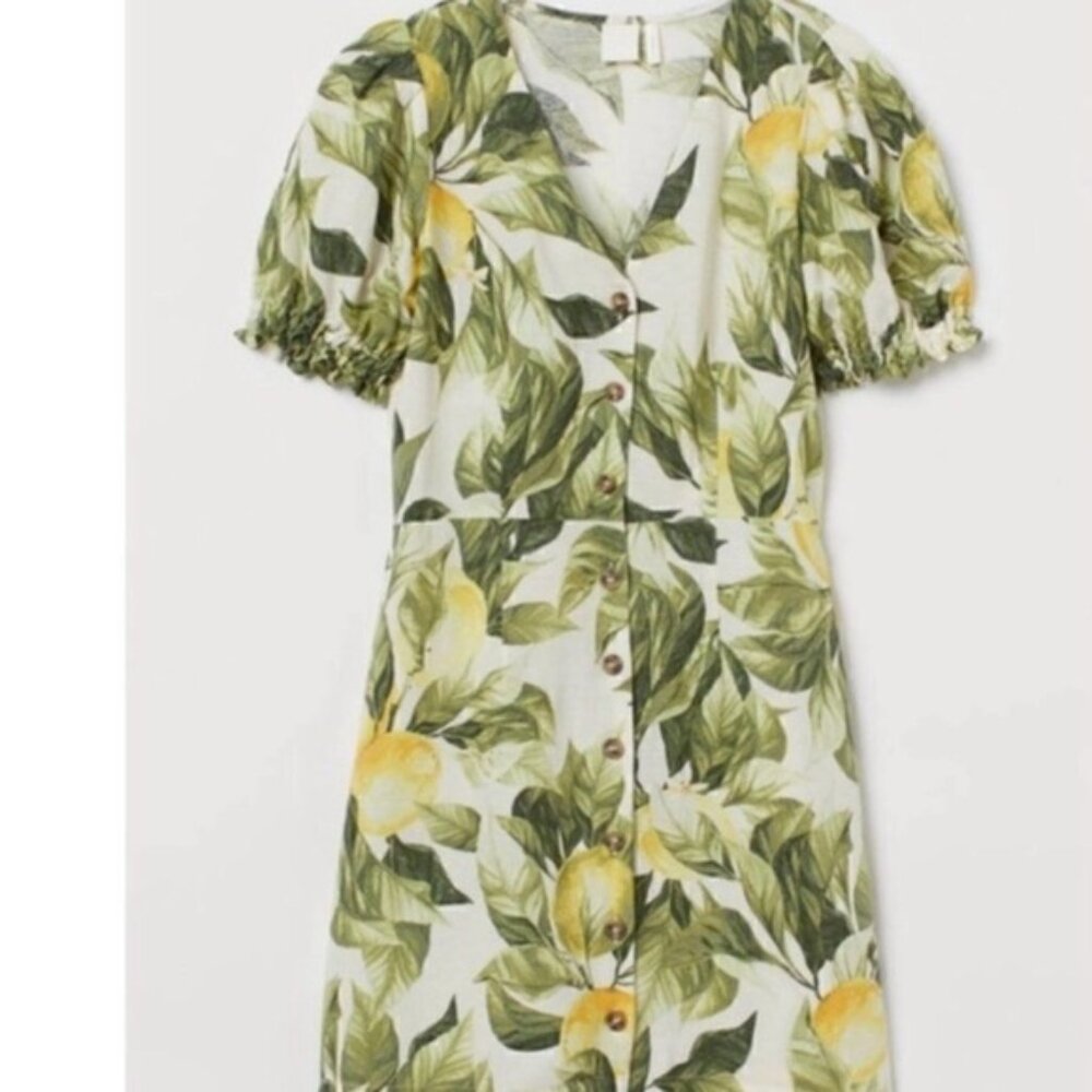 Floral Leaf Print Dress